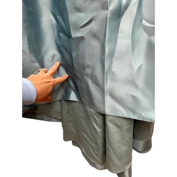 Alfred Sung Smoke Blue Sateen Bridesmaids / Prom Dress Asymmetrical Hem Size 10 - Picture 6 of 6
